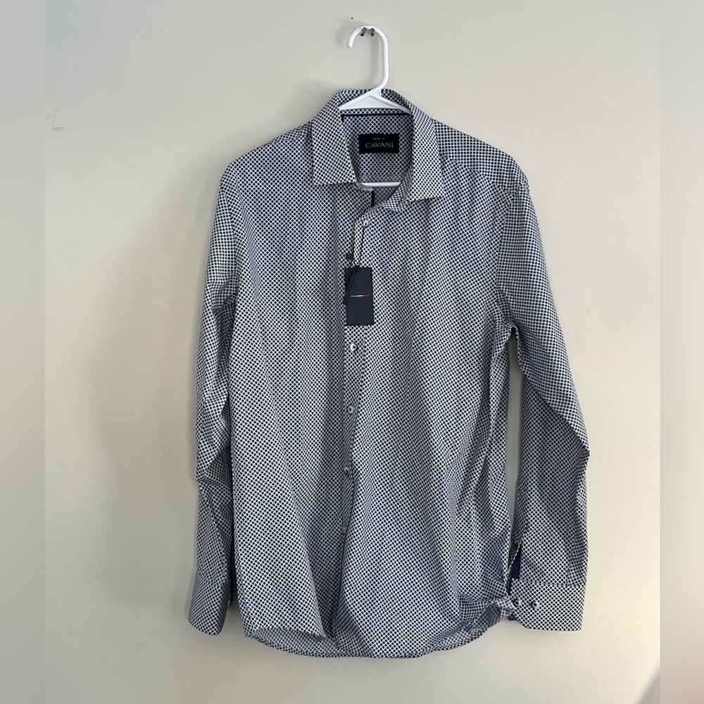 NWT. House Of Cavani Long Sleeve Shirt. 16.5 Large, Button Down with Pattern